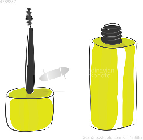 Image of A green-colored ink bottle left opened vector or color illustrat