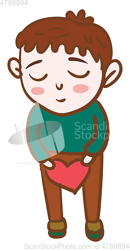Image of Boy with heart in hand vector or color illustration