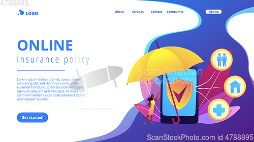 Image of On-demand insurance concept landing page.