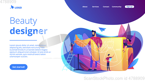 Image of Fashion design concept landing page.