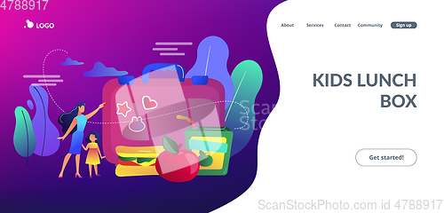 Image of Kids lunch box concept landing page.