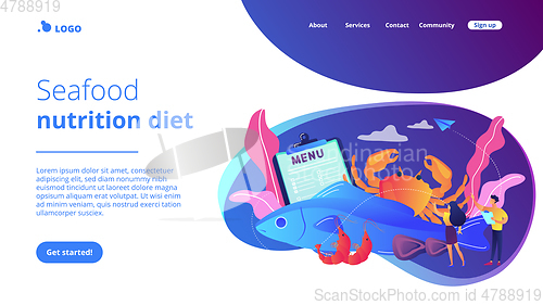 Image of Seafood menu concept landing page.
