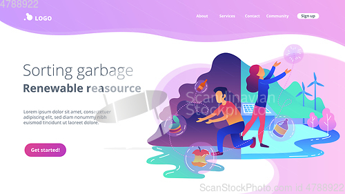 Image of Sorting garbage and renewable resourse landing page.