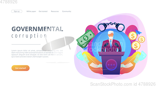 Image of Political corruption concept landing page.