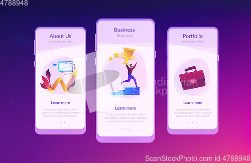 Image of Business success app interface template.