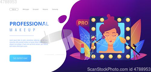 Image of Professional makeup concept landing page.