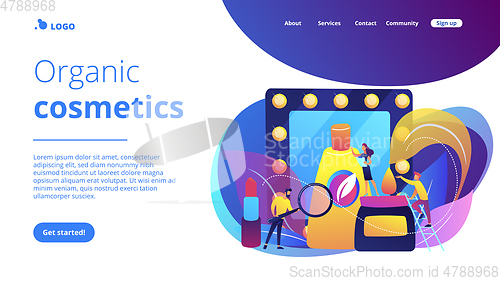 Image of Organic cosmetics concept landing page.