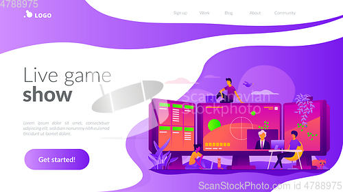 Image of E-sport game streaming vector landing page template.