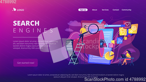 Image of Search engines optimization concept landing page.