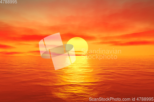 Image of great sunset over the ocean