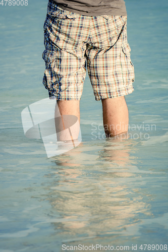 Image of man standing in the sea water