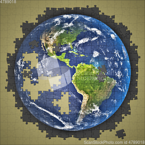 Image of Planet Earth jigsaw puzzle done with NASA textures