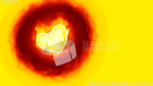 Image of heart in flames background