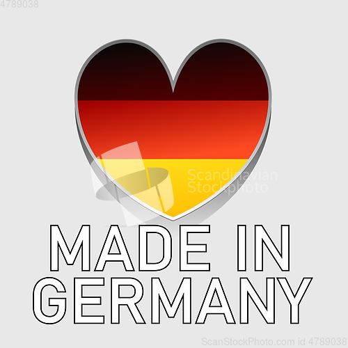 Image of german national colored heart with text made in germany
