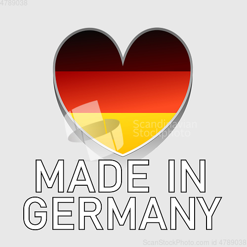 Image of german national colored heart with text made in germany