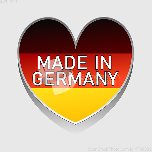 Image of german national colored heart with text made in germany