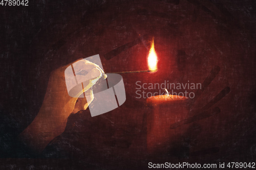 Image of light a candle for someone digital painting