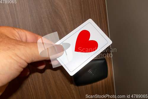 Image of keyless door unlock red heart love