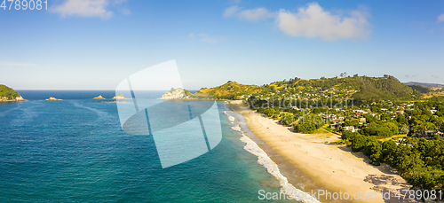 Image of aerial view of Hahei Beach New Zealand