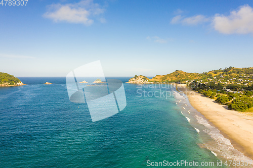 Image of aerial view of Hahei Beach New Zealand