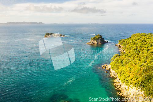 Image of aerial view of Hahei Beach New Zealand