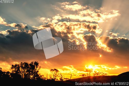 Image of beautiful sunset in the Australia outback