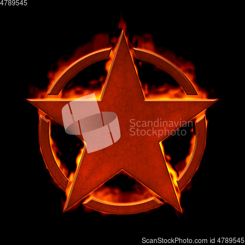 Image of burning red star in a circle