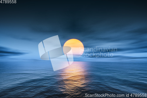 Image of great sunset over the ocean