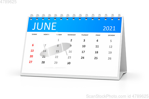 Image of table calendar 2021 june