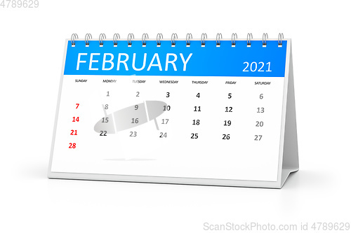 Image of table calendar 2021 february