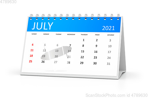 Image of table calendar 2021 july
