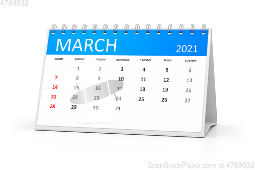 Image of table calendar 2021 march