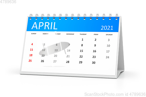 Image of table calendar 2021 april