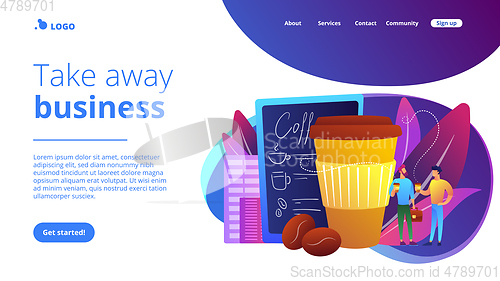 Image of Take away coffee concept landing page.