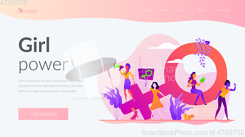 Image of Feminism vector landing page template.