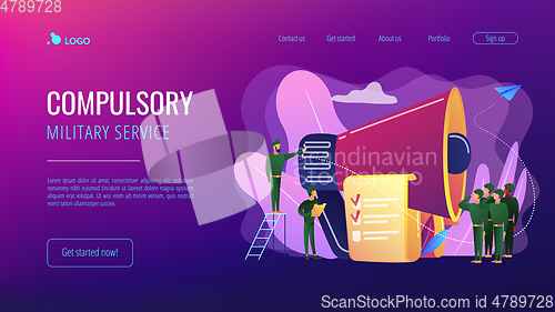 Image of Compulsory military service concept landing page.