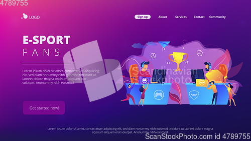 Image of E-sport fans concept landing page.