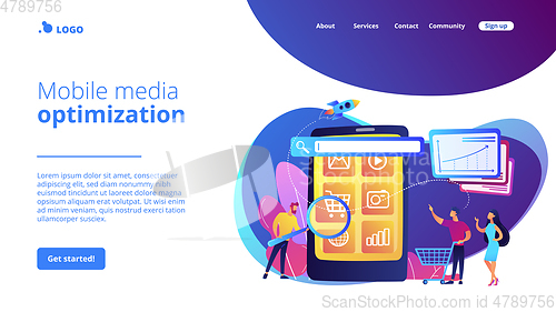 Image of Mobile media optimization concept landing page