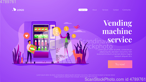 Image of Vending machine service landing page template.