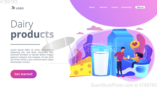 Image of Dairy products concept landing page.