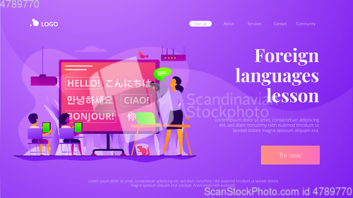 Image of Foreign languages landing page template.