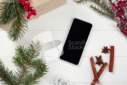 Image of Mock up blank empty screen of smartphone on white background