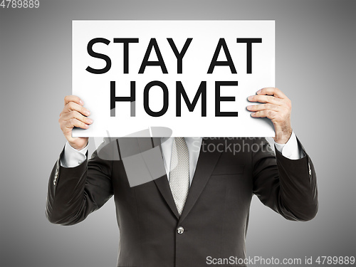 Image of business man message stay at home