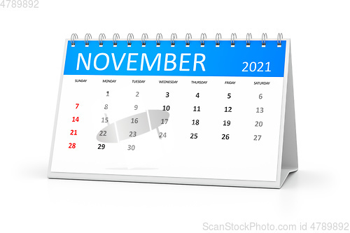 Image of table calendar 2021 november