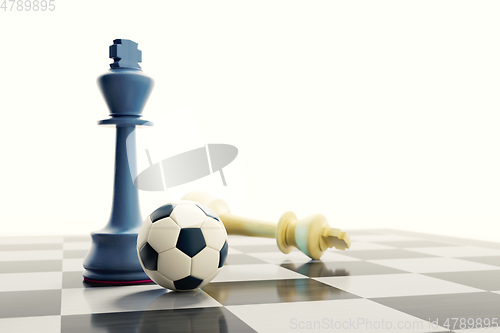 Image of a soccer ball on a chess board