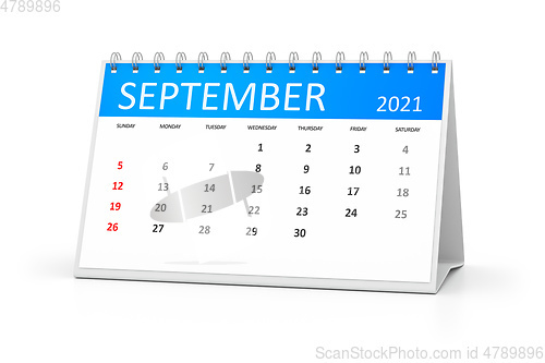 Image of table calendar 2021 september