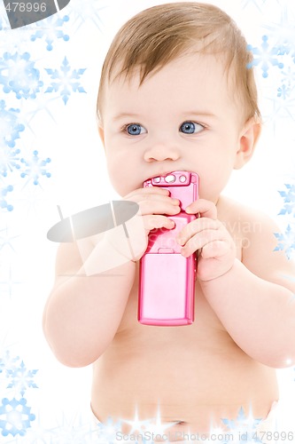Image of baby with cell phone
