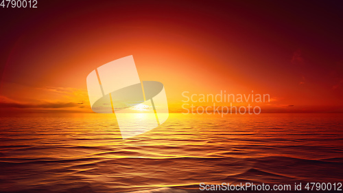 Image of sunset sky at the ocean background