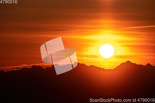 Image of beautiful red sunset sky