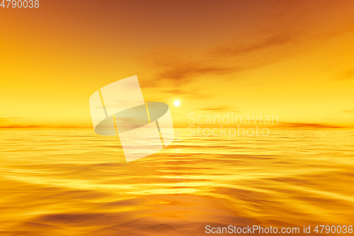 Image of beautiful yellow sunset over the ocean background